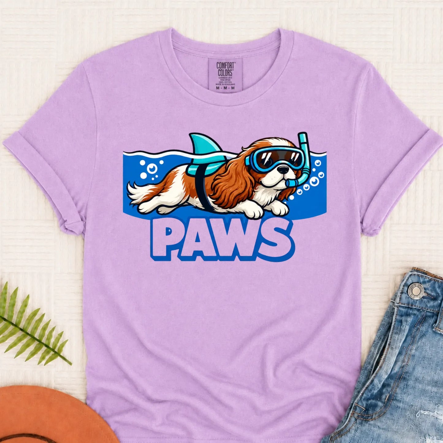 Custom Cavalier Shark Paws Unisex TShirt Orchid