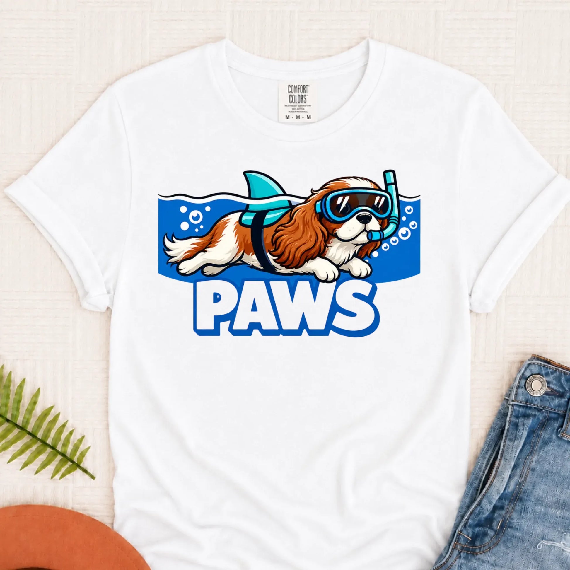 Custom Cavalier Shark Paws Unisex TShirt White
