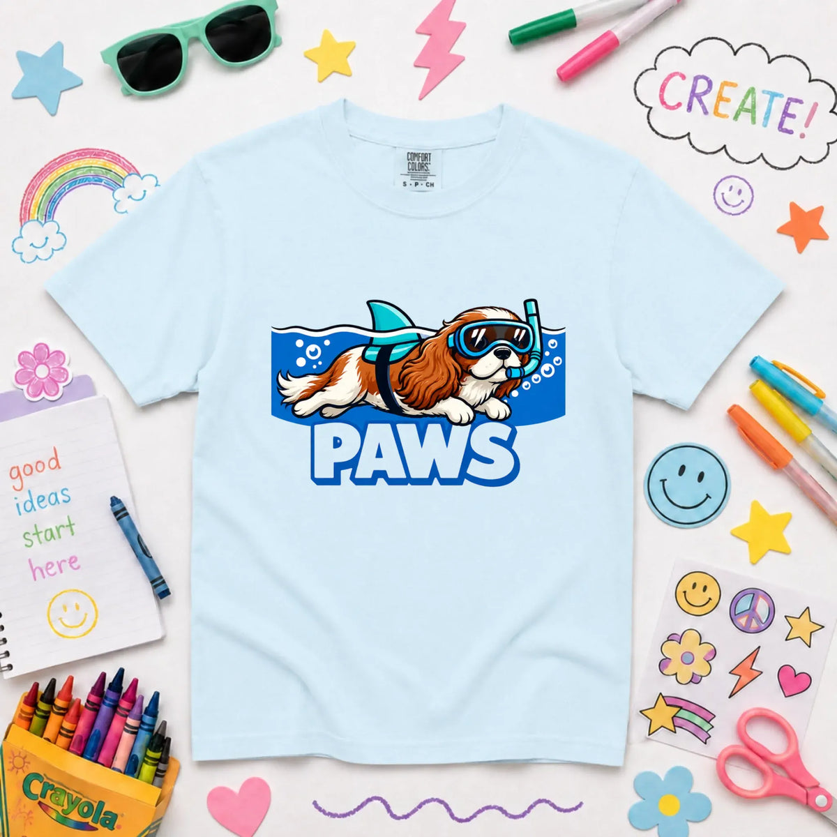 Custom Cavalier Shark Paws YOUTH Unisex TShirt Chambray