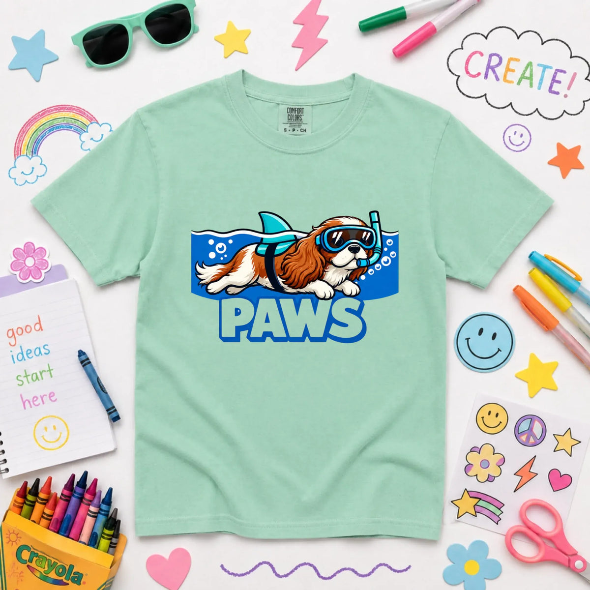 Custom Cavalier Shark Paws YOUTH Unisex TShirt Island Reef