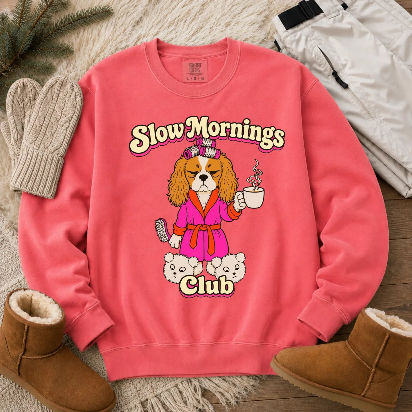 Custom Cavalier Slow Mornings Club Unisex Sweatshirt Watermelon