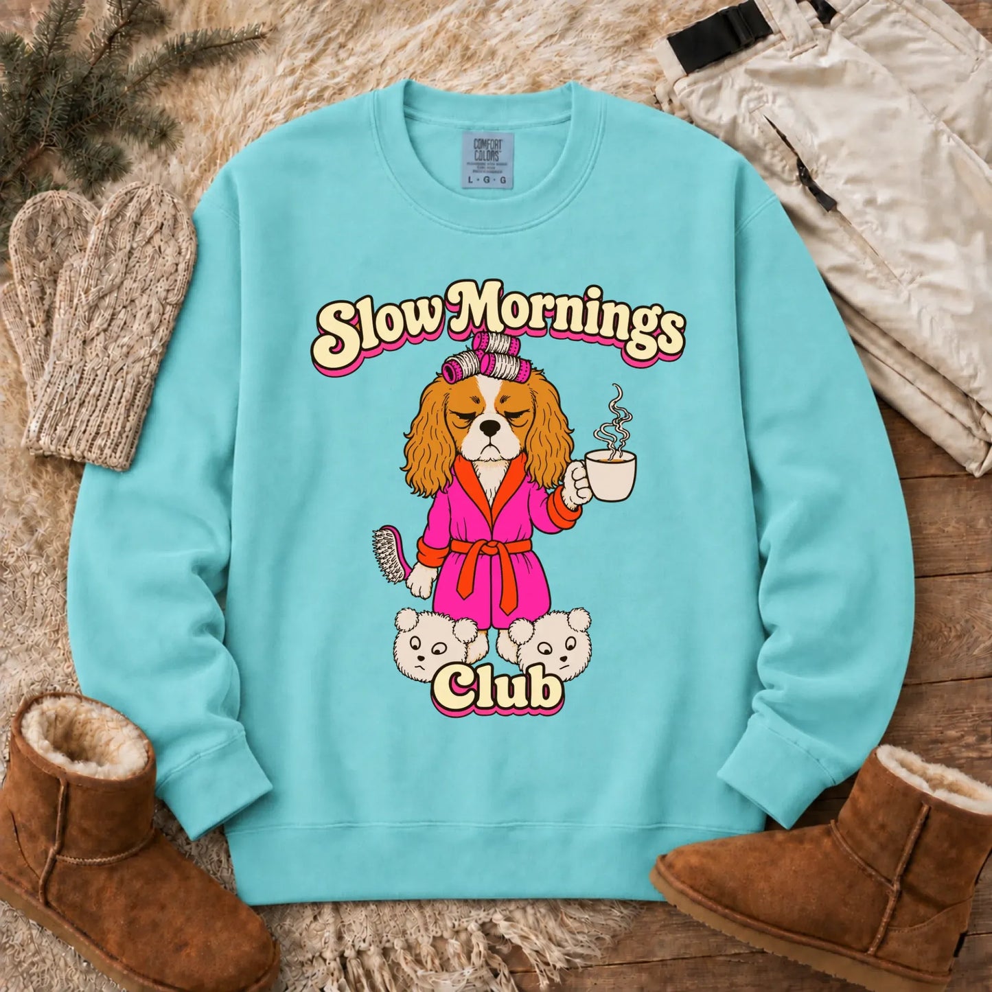 Custom Cavalier Slow Mornings Club Unisex Sweatshirt Chalky Mint