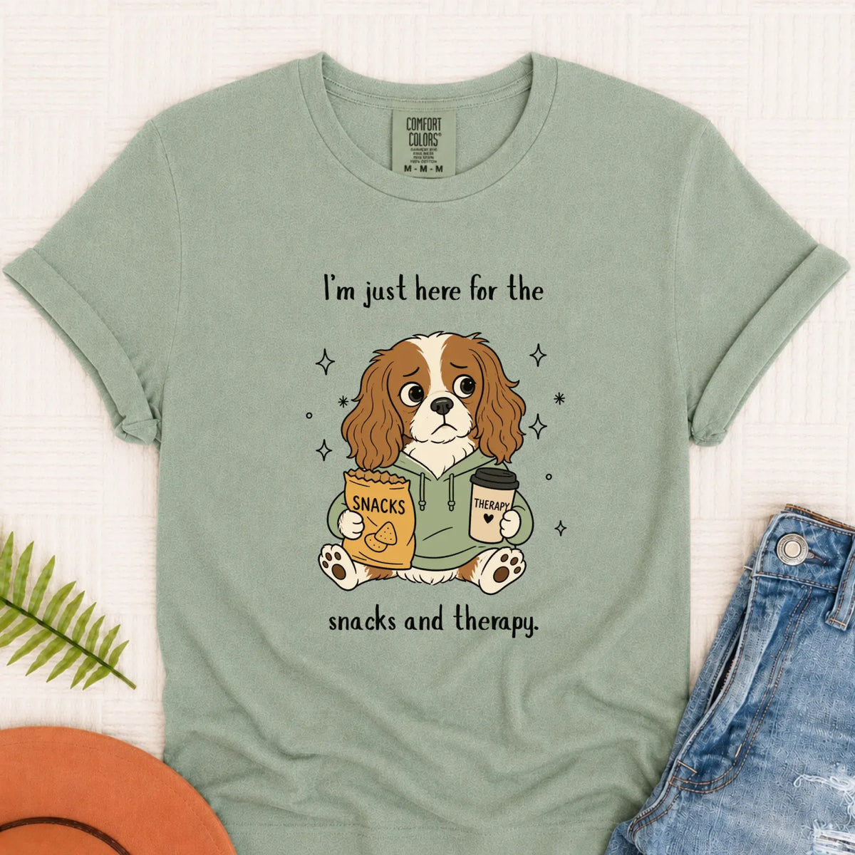 Custom Cavalier Snacks and Therapy Unisex TShirt Bay