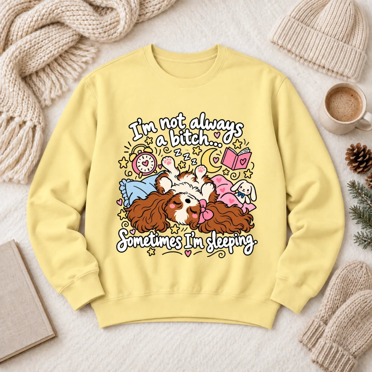 Sweatshirt Butter / S Custom Cavalier Sometimes Sleeping Snark Unisex Sweatshirt