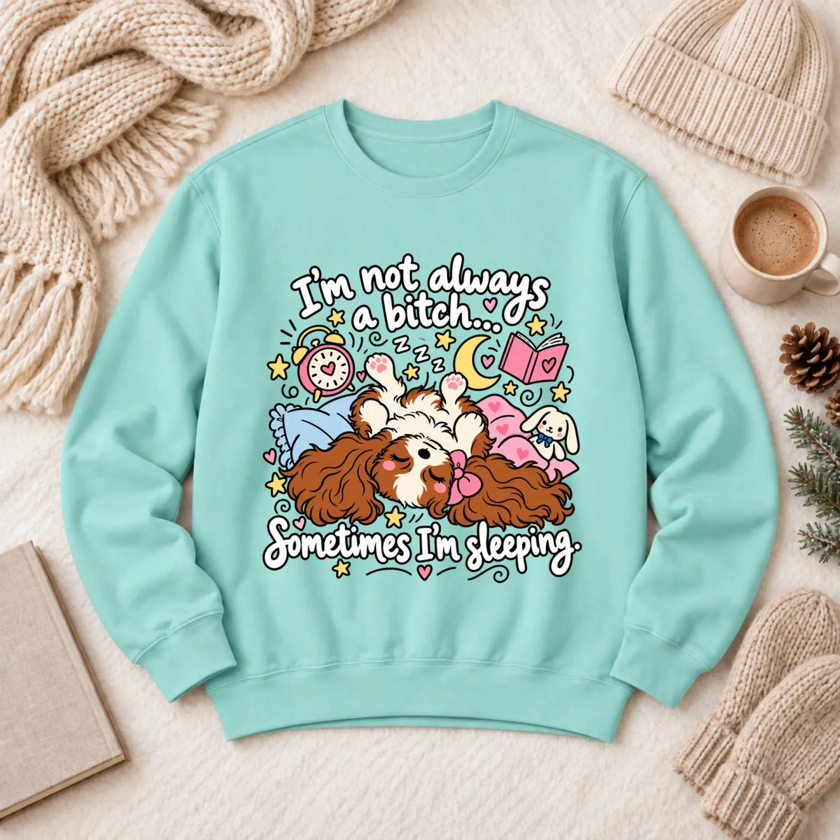 Sweatshirt Chalky Mint / S Custom Cavalier Sometimes Sleeping Snark Unisex Sweatshirt