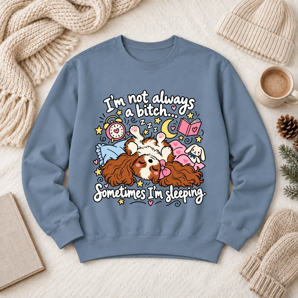 Sweatshirt Blue Jean / M Custom Cavalier Sometimes Sleeping Snark Unisex Sweatshirt