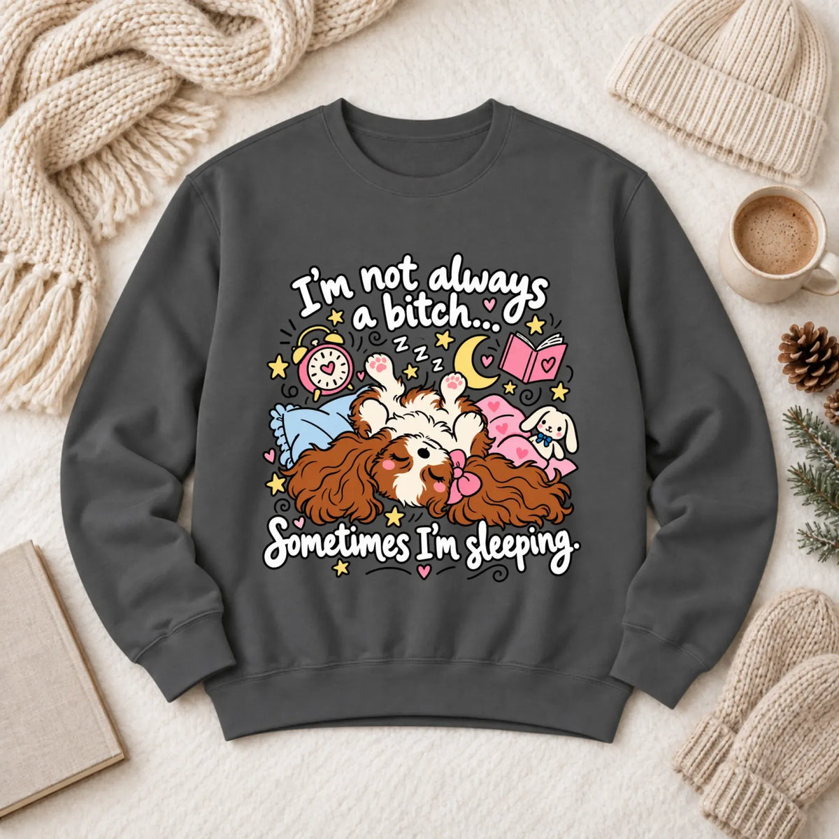 Sweatshirt Pepper / S Custom Cavalier Sometimes Sleeping Snark Unisex Sweatshirt