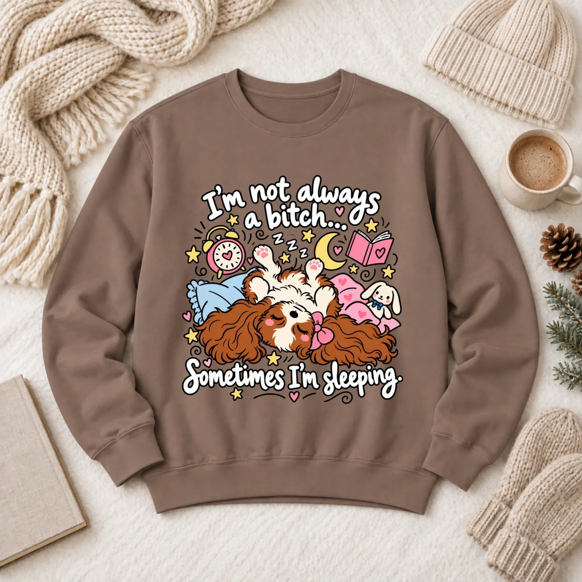 Sweatshirt Espresso / S Custom Cavalier Sometimes Sleeping Snark Unisex Sweatshirt