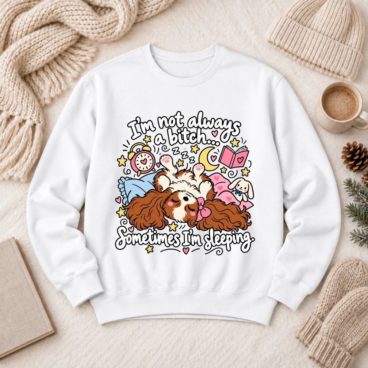 Sweatshirt White / S Custom Cavalier Sometimes Sleeping Snark Unisex Sweatshirt