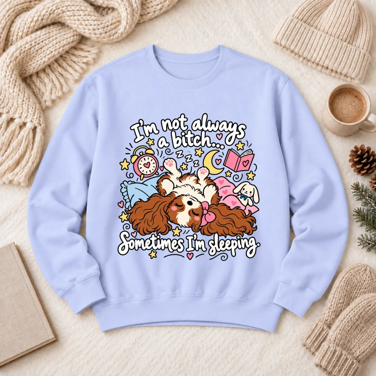 Sweatshirt Hydrangea / S Custom Cavalier Sometimes Sleeping Snark Unisex Sweatshirt