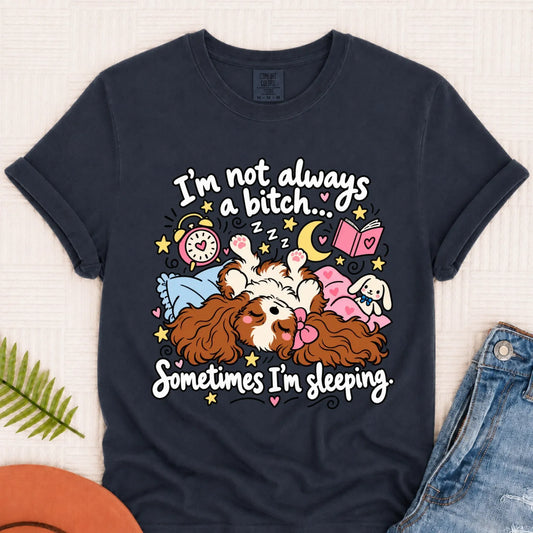 T-Shirt Navy / S Custom Cavalier Sometimes Sleeping Snark Unisex TShirt