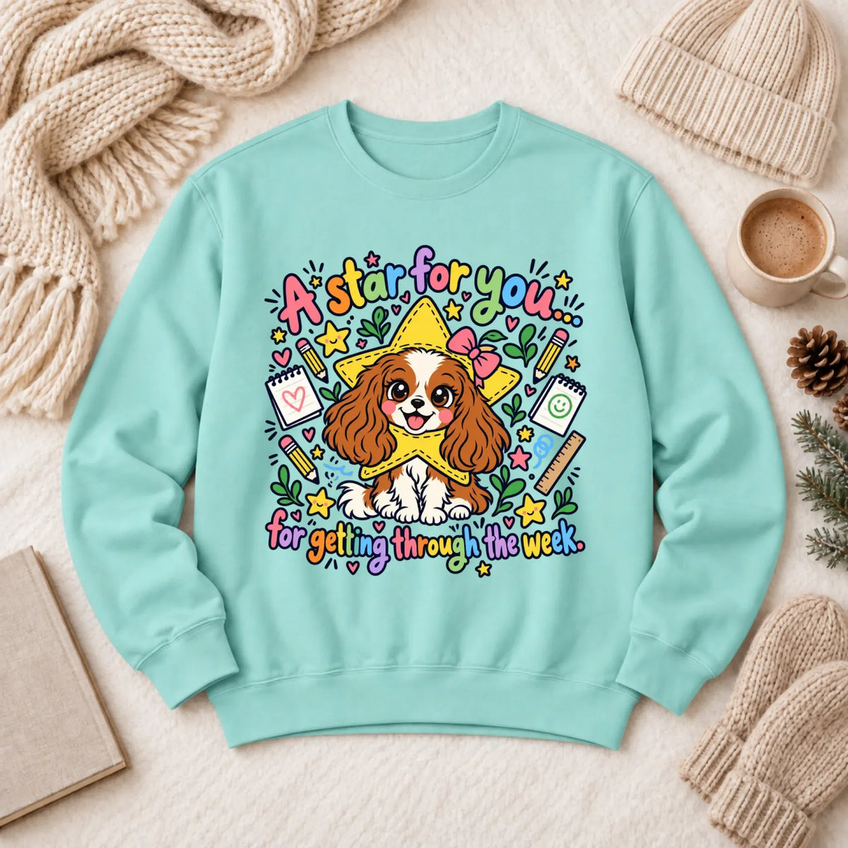 Custom Cavalier Star School Teacher Unisex Sweatshirt Chalky Mint
