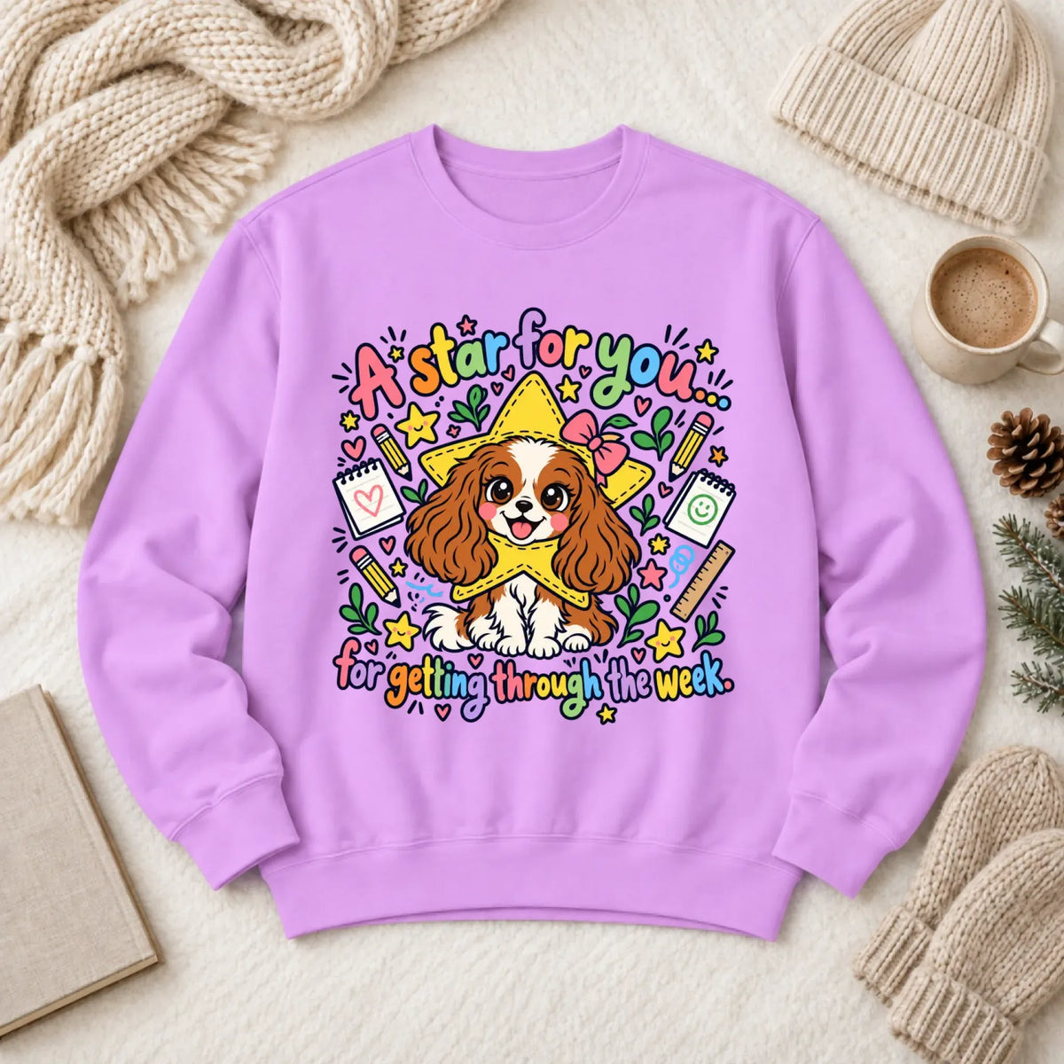 Custom Cavalier Star School Teacher Unisex Sweatshirt Neon Violet