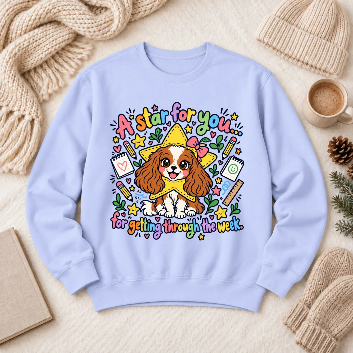 Custom Cavalier Star School Teacher Unisex Sweatshirt Hydrangea