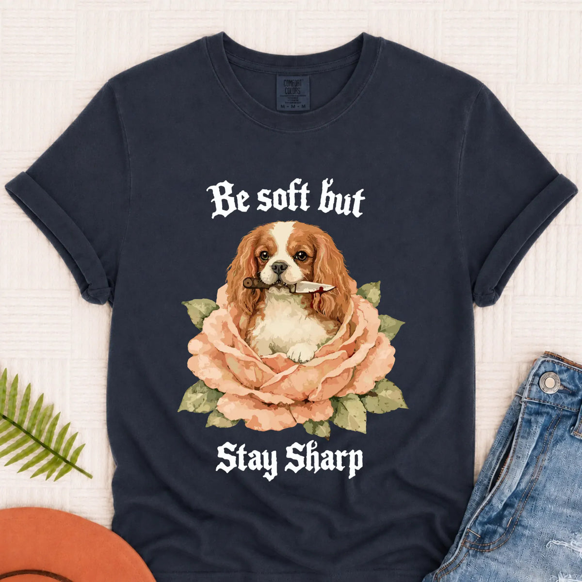 Custom Cavalier Stay Sharp Snarky Unisex TShirt Navy