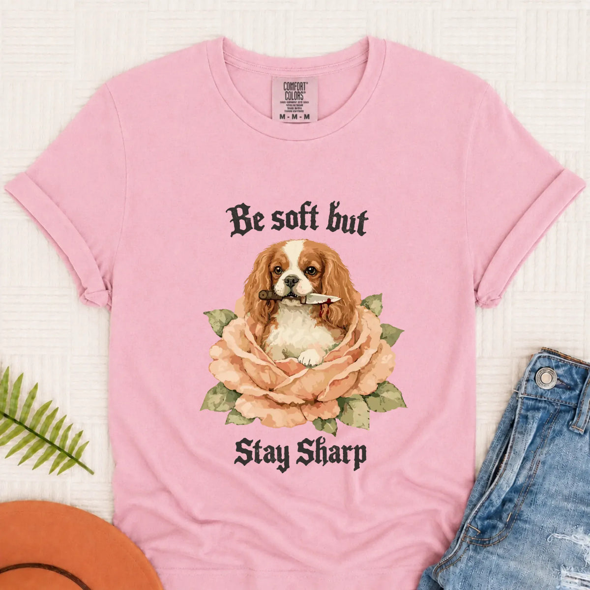 Custom Cavalier Stay Sharp Snarky Unisex TShirt Blossom