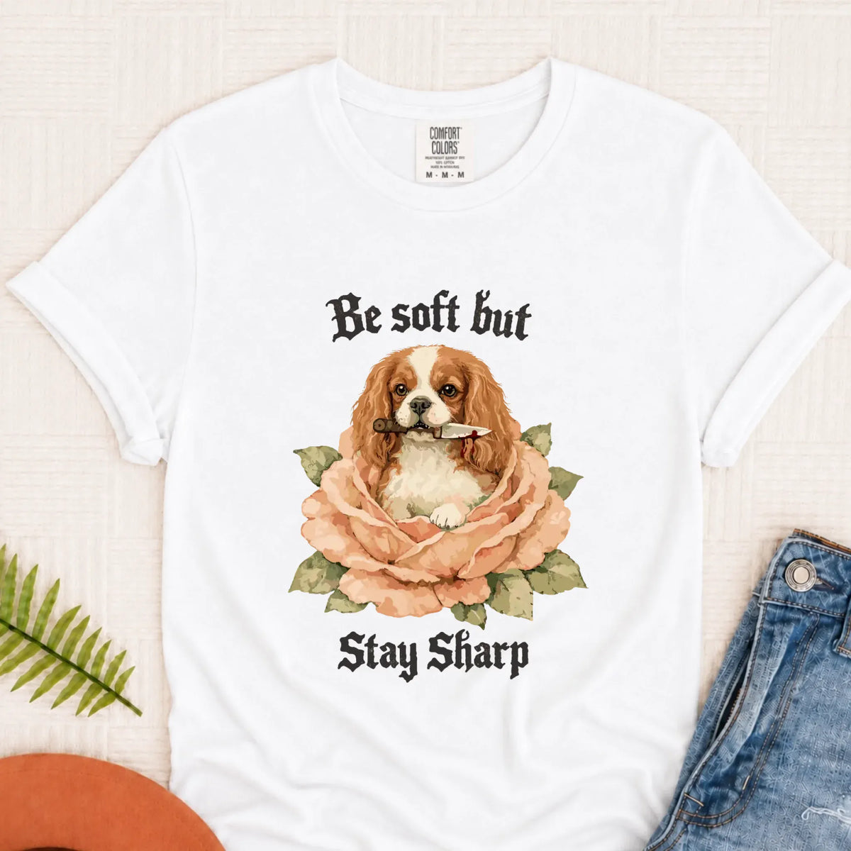 Custom Cavalier Stay Sharp Snarky Unisex TShirt White