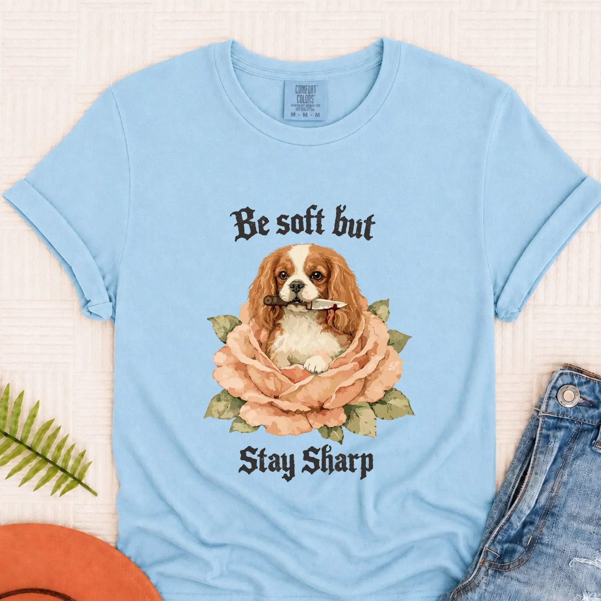Custom Cavalier Stay Sharp Snarky Unisex TShirt Chambray