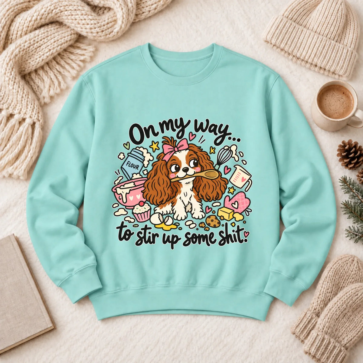 Custom Cavalier Stir Up Stuff Unisex Sweatshirt Chalky Mint