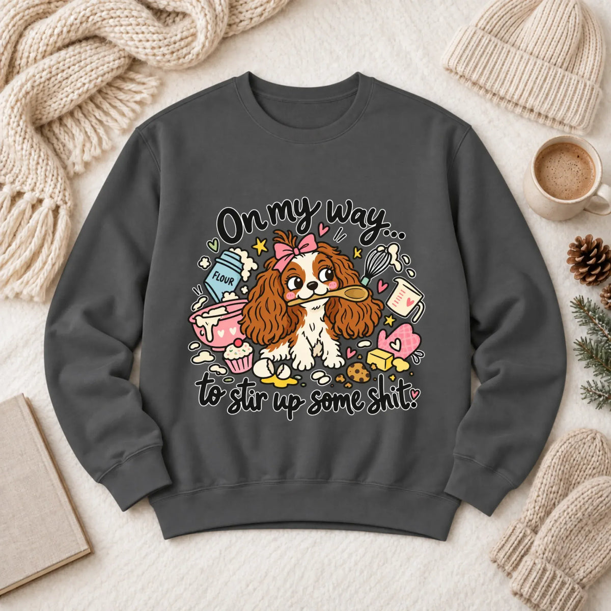 Custom Cavalier Stir Up Stuff Unisex Sweatshirt Pepper