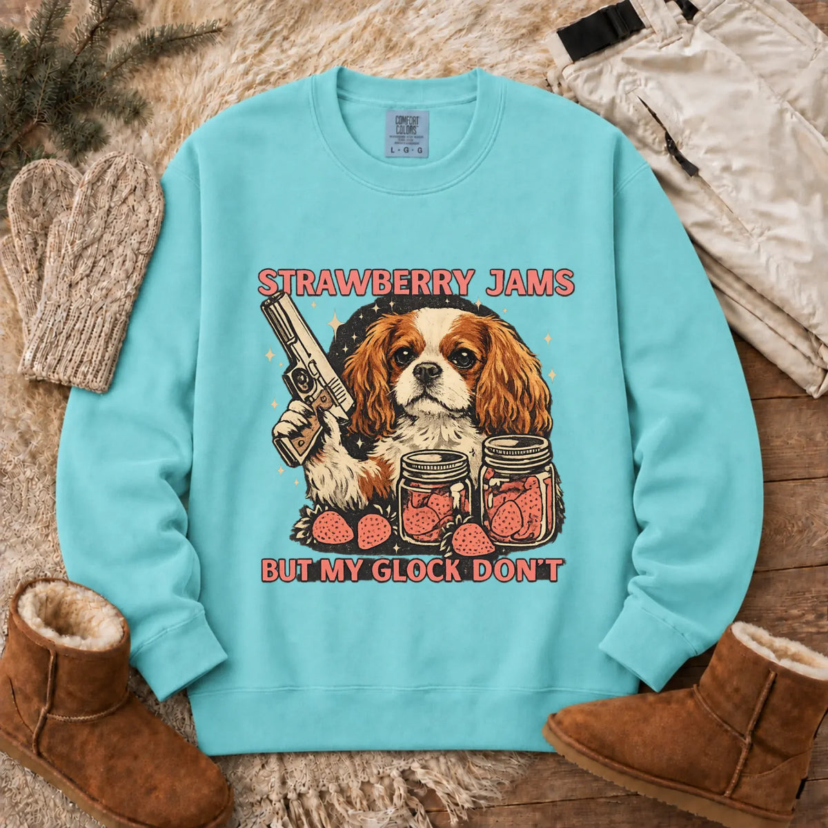 Sweatshirt Chalky Mint / S Custom Cavalier Strawberry Jams Unisex Sweatshirt