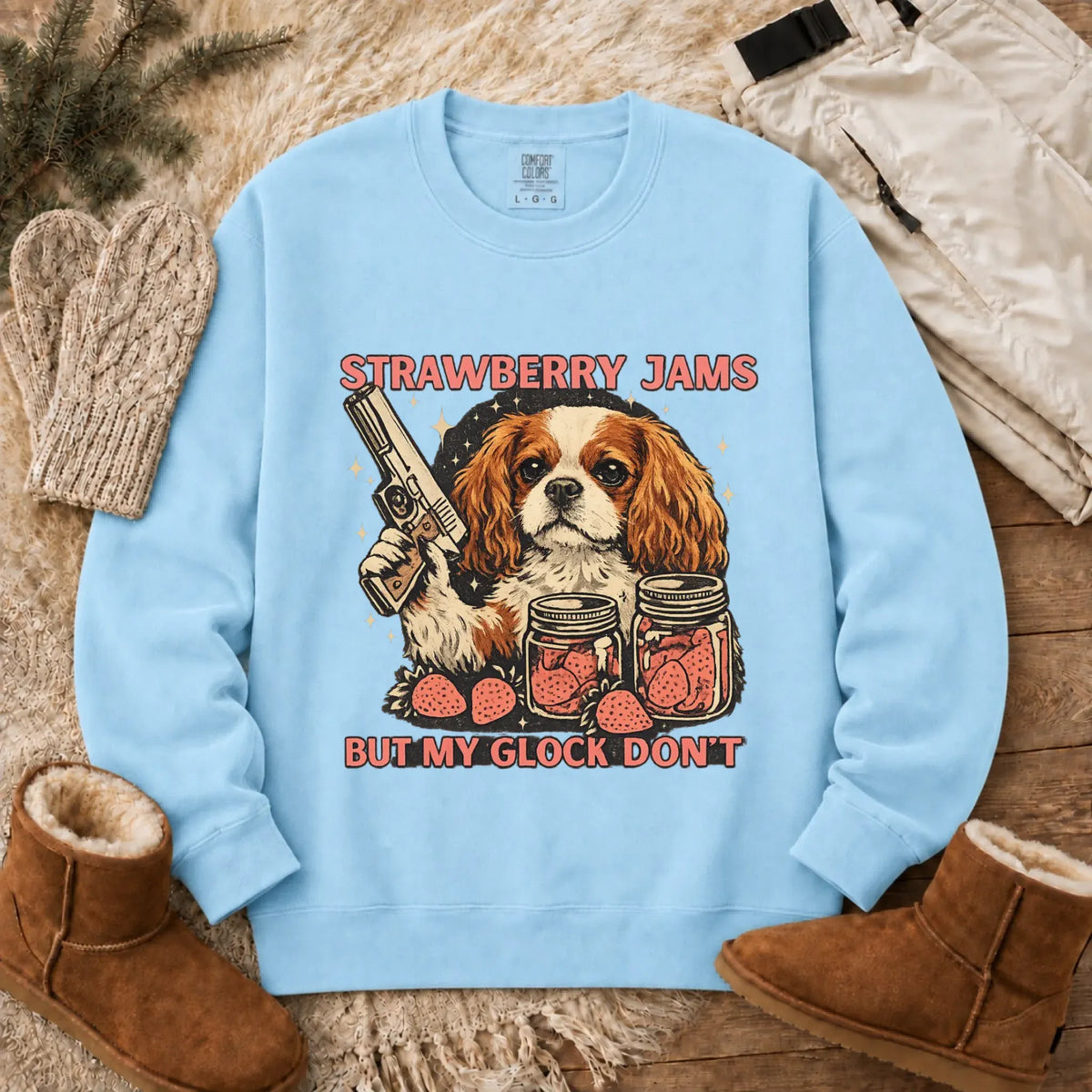 Sweatshirt Chambray / S Custom Cavalier Strawberry Jams Unisex Sweatshirt