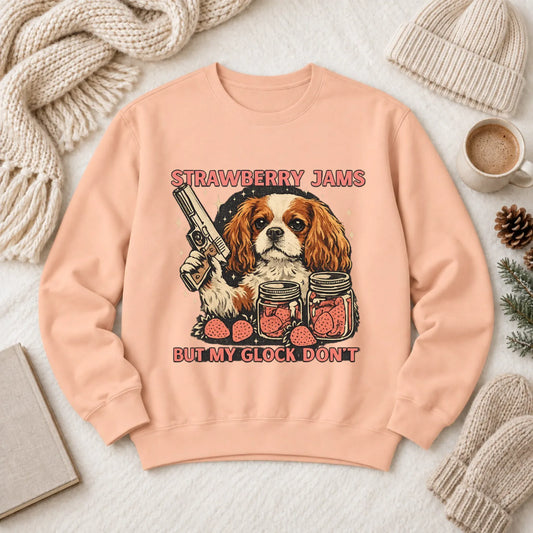Custom Cavalier Strawberry Jams Unisex Sweatshirt Peachy