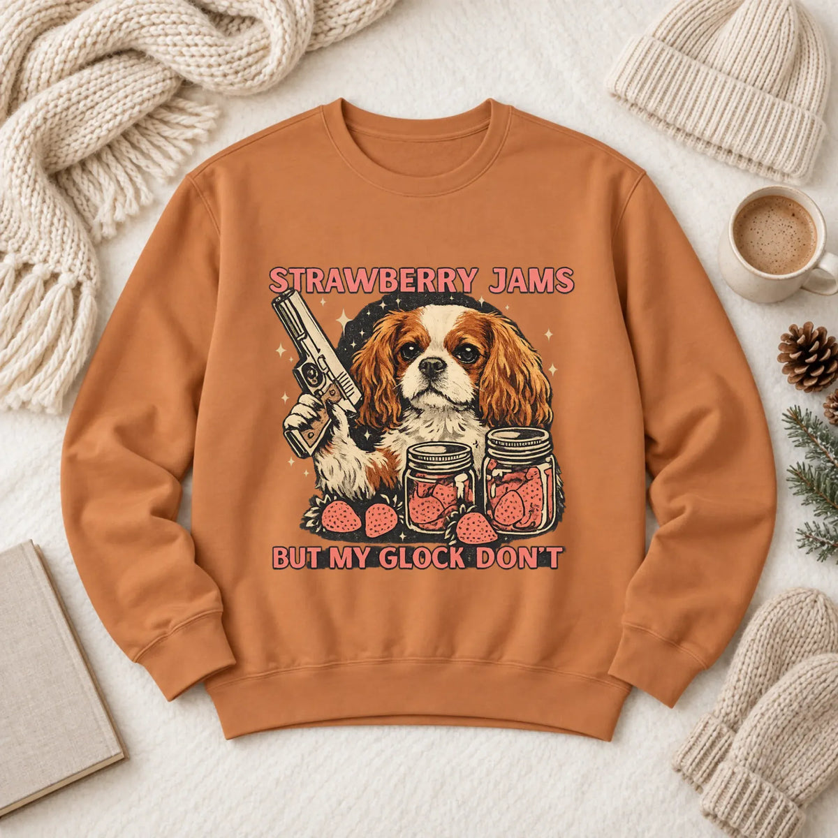 Custom Cavalier Strawberry Jams Unisex Sweatshirt Yam