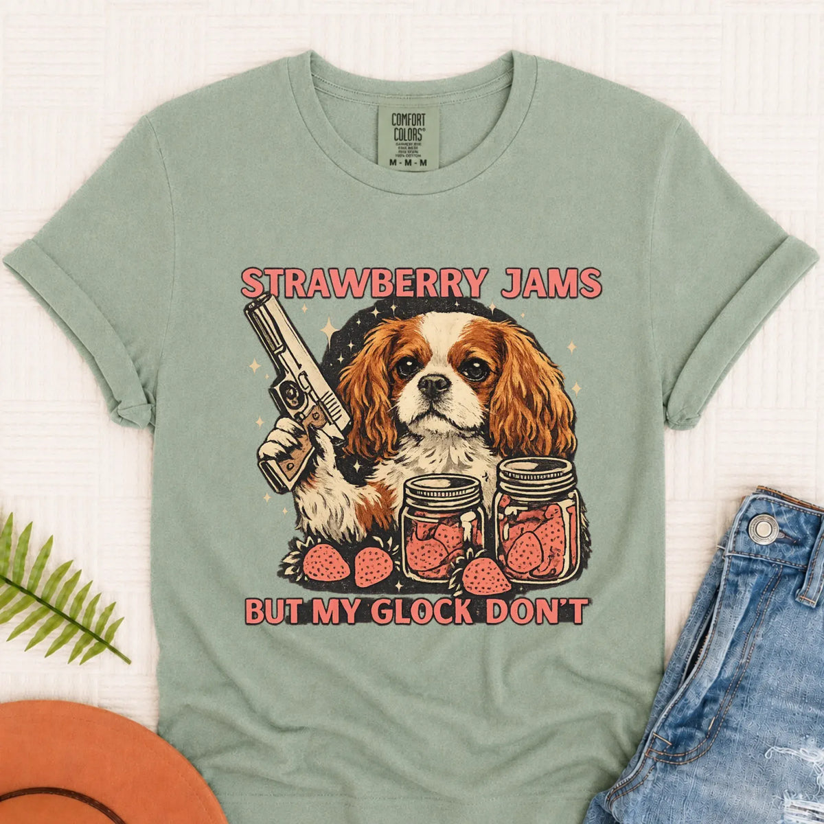 Garden Flag Bay / S Custom Cavalier Strawberry Jams Unisex TShirt