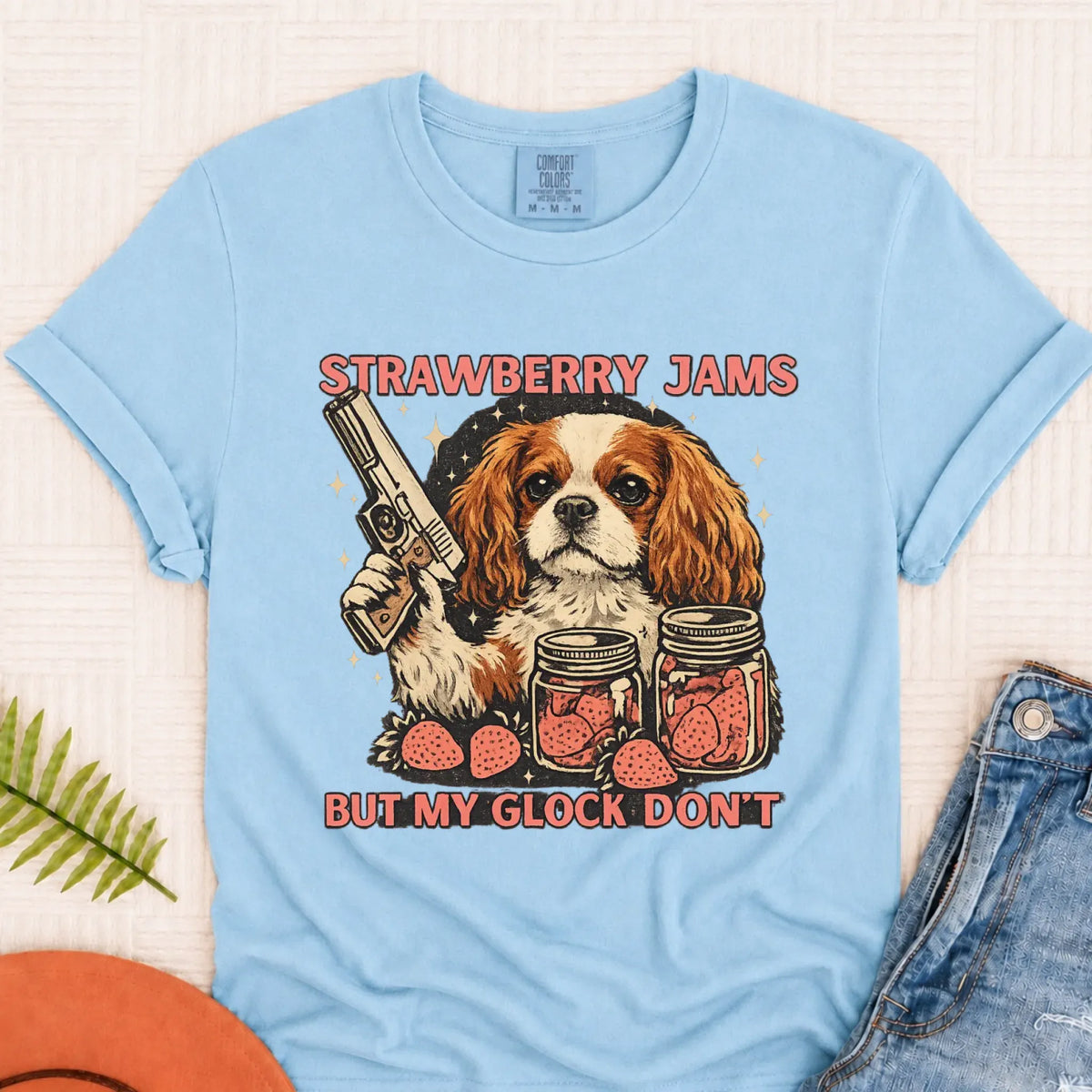 Garden Flag Chambray / S Custom Cavalier Strawberry Jams Unisex TShirt