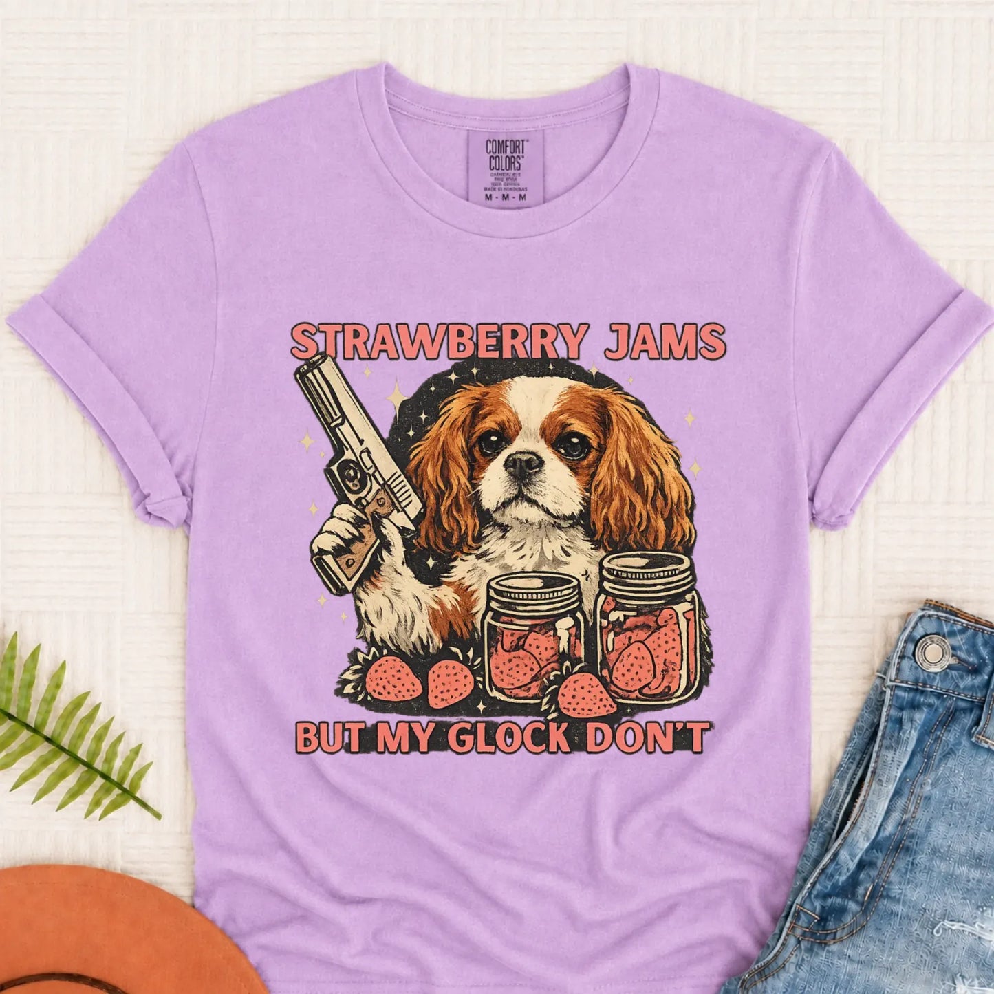 Garden Flag Orchid / S Custom Cavalier Strawberry Jams Unisex TShirt