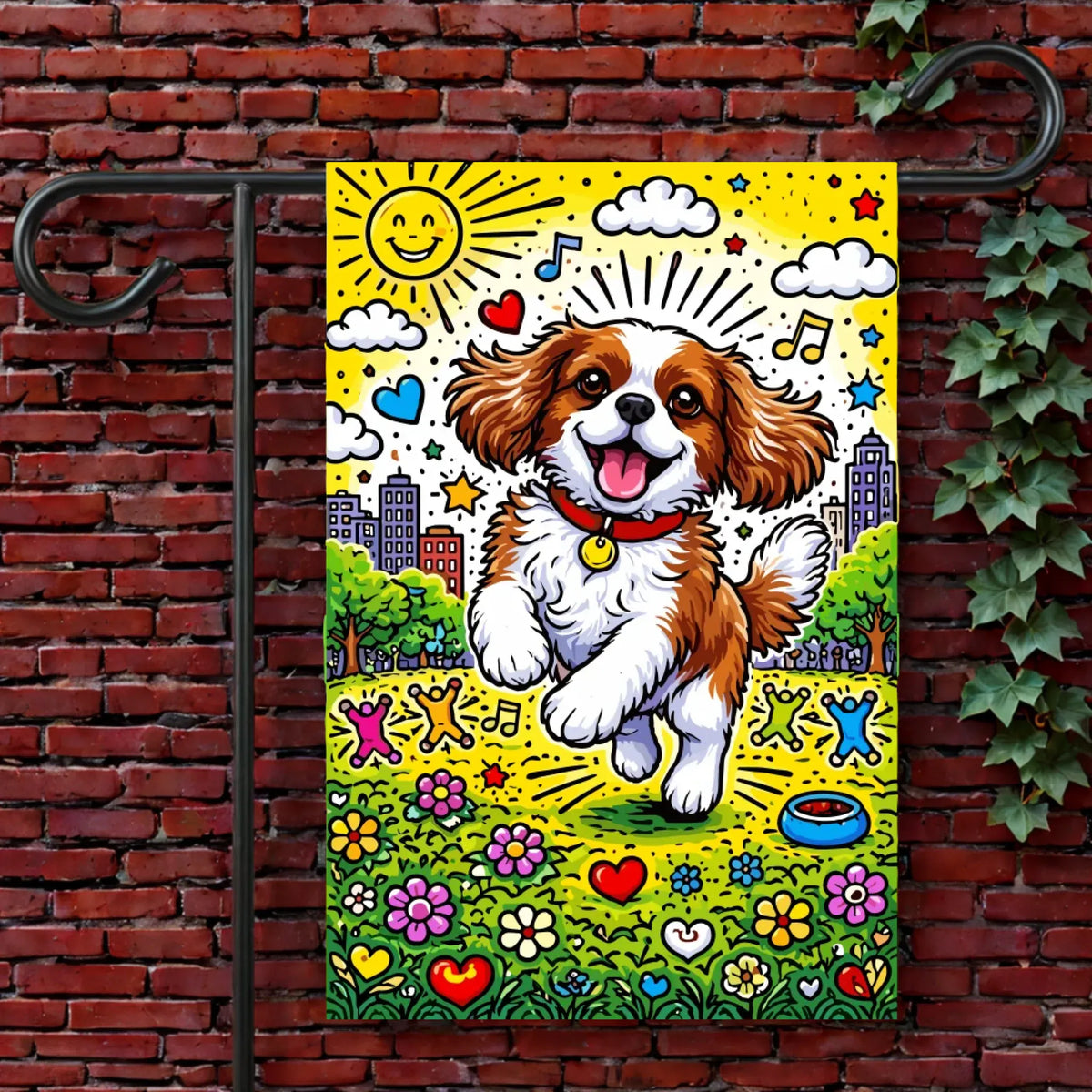 Garden Flag 12'' × 18'' Custom Cavalier Summer Day Playtime Yard Flag