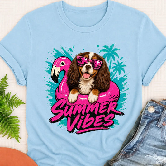 Custom Cavalier Summer Vibes Unisex Tshirt Chambray