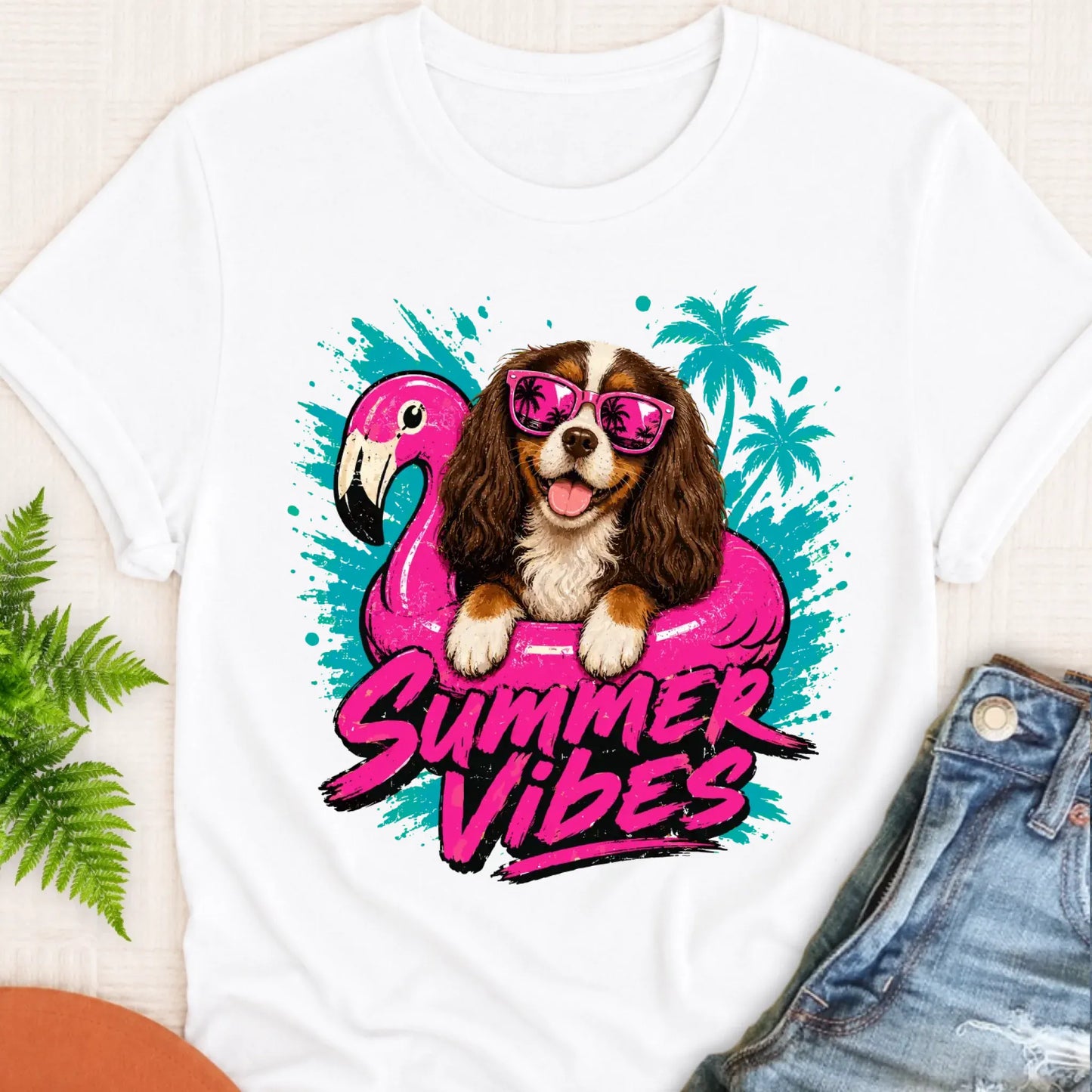 T-Shirt White / S Custom Cavalier Summer Vibes Unisex Tshirt
