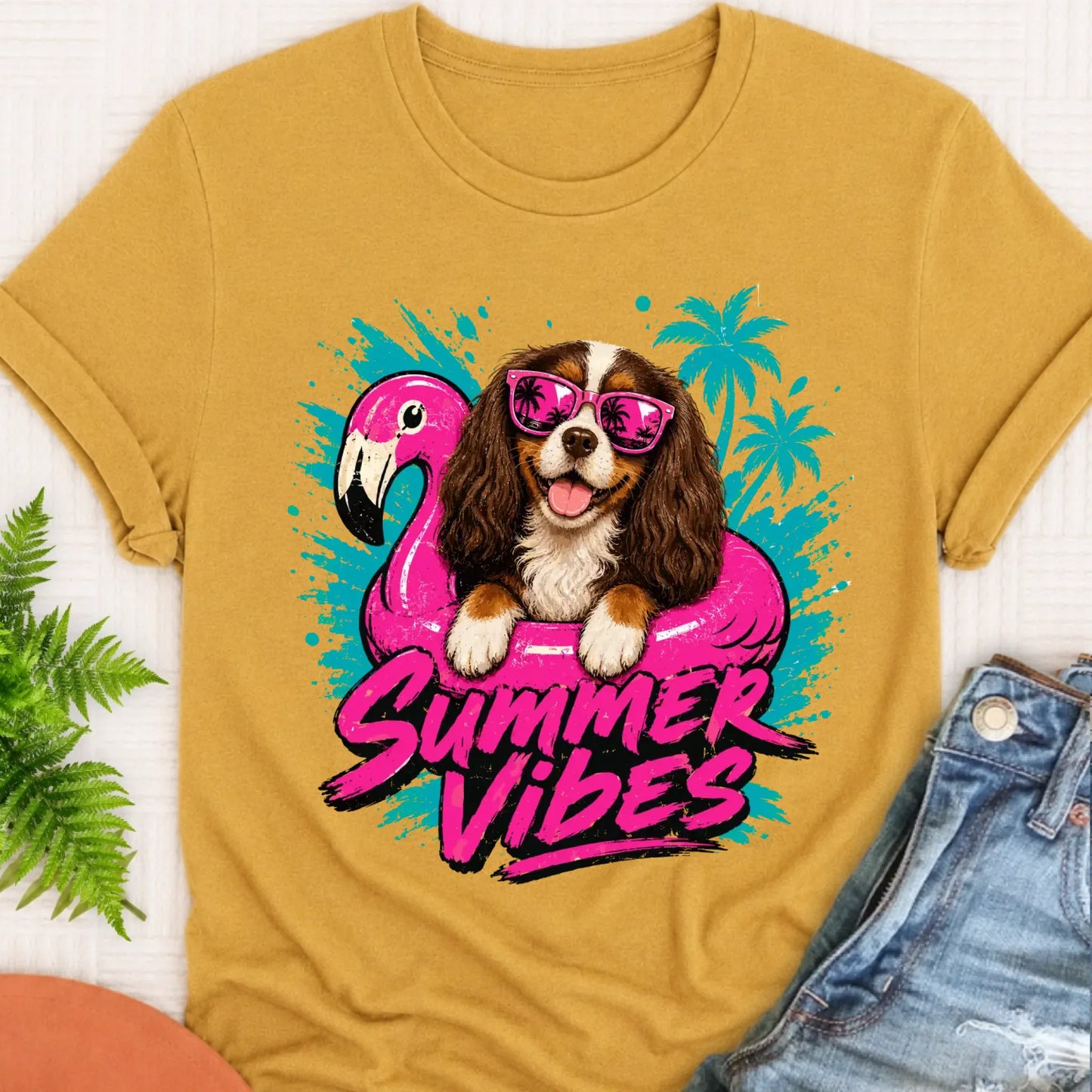 T-Shirt Mustard / S Custom Cavalier Summer Vibes Unisex Tshirt