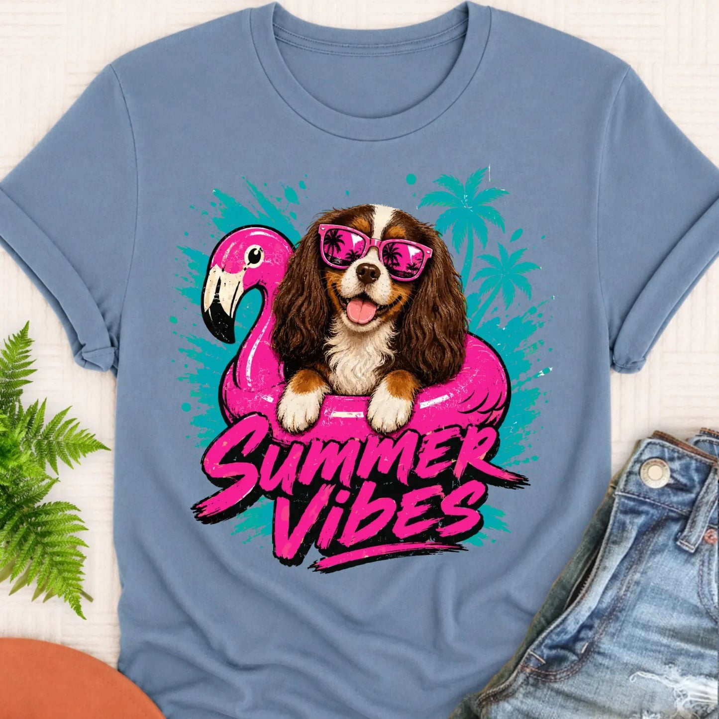 T-Shirt Blue Jean / S Custom Cavalier Summer Vibes Unisex Tshirt