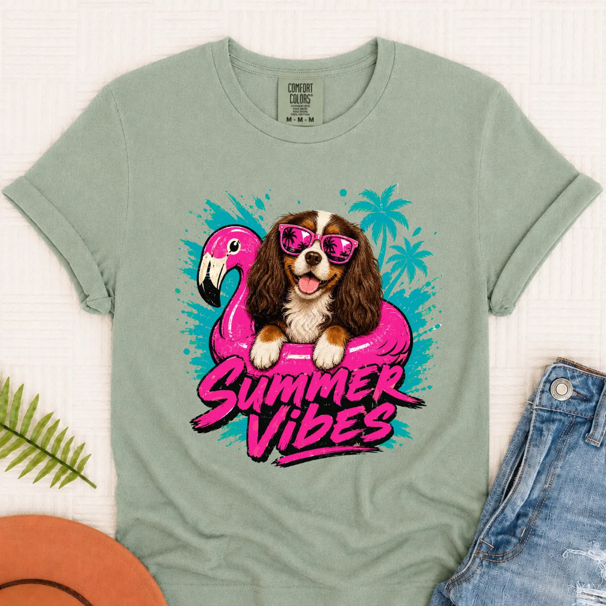 Custom Cavalier Summer Vibes Unisex Tshirt Bay