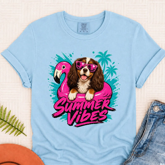 Custom Cavalier Summer Vibes Unisex Tshirt Chambray