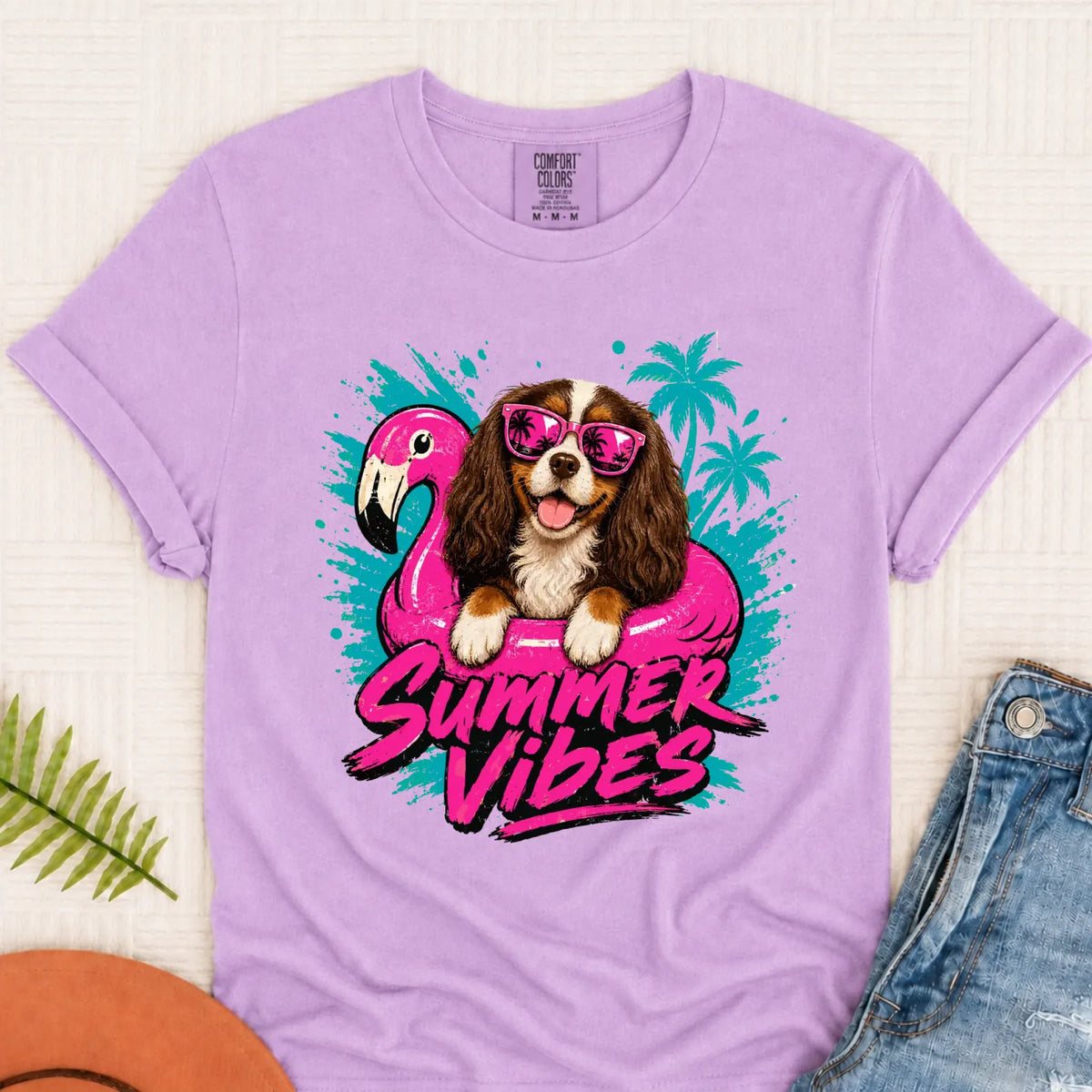 Custom Cavalier Summer Vibes Unisex Tshirt Orchid