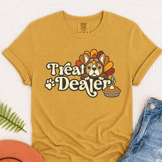 Custom Cavalier Thanksgiving Treat Dealer Unisex TShirt Mustard