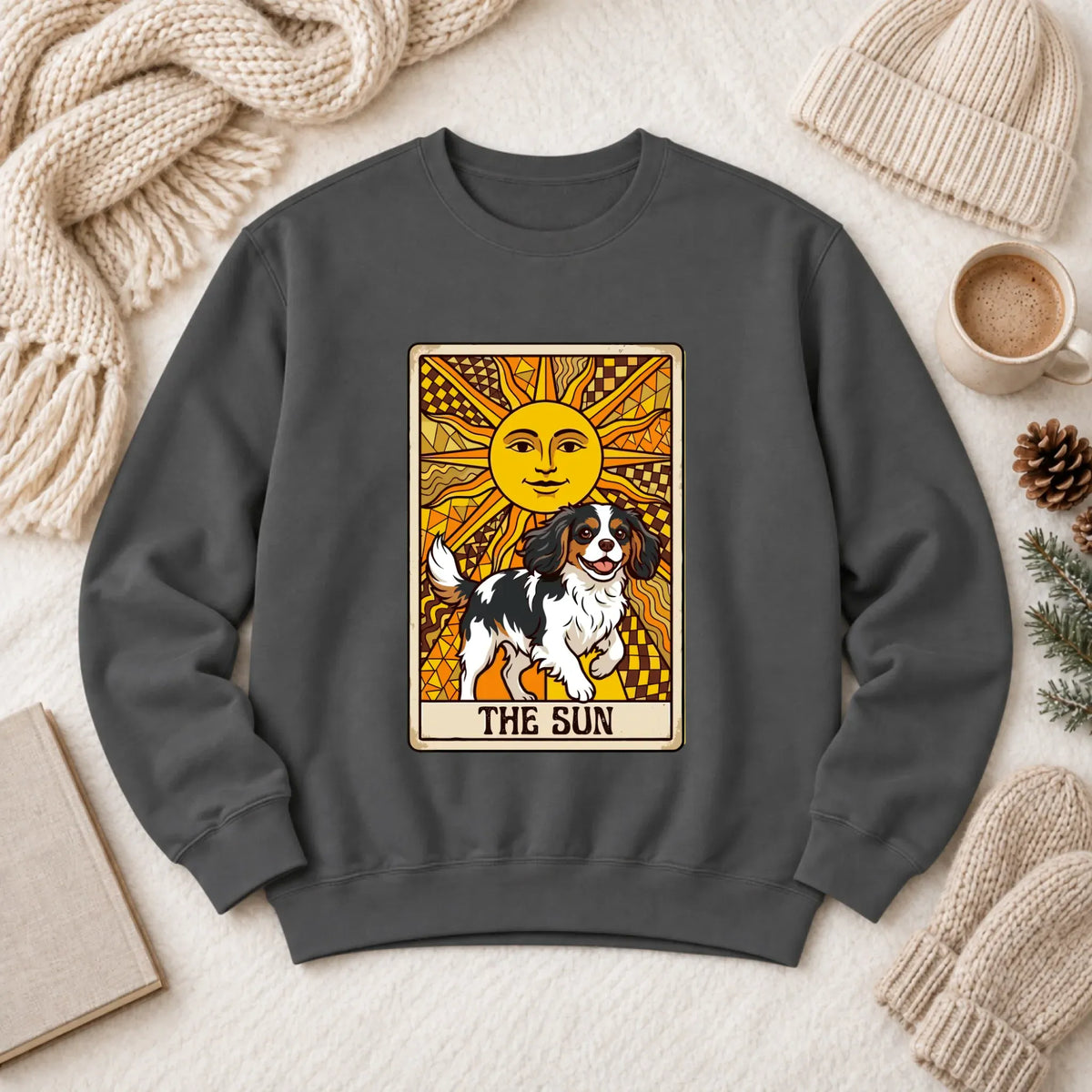 Custom Cavalier The Sun Tarot Unisex Sweatshirt Pepper