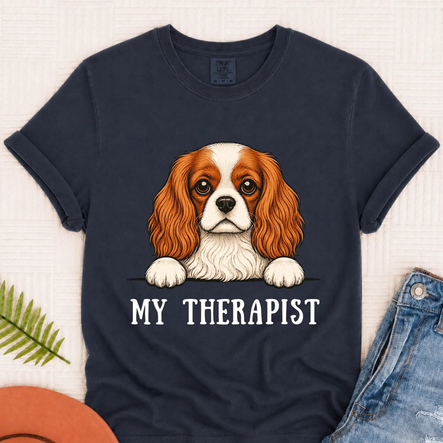 T-Shirt Navy / S Custom Cavalier Therapist Unisex TShirt