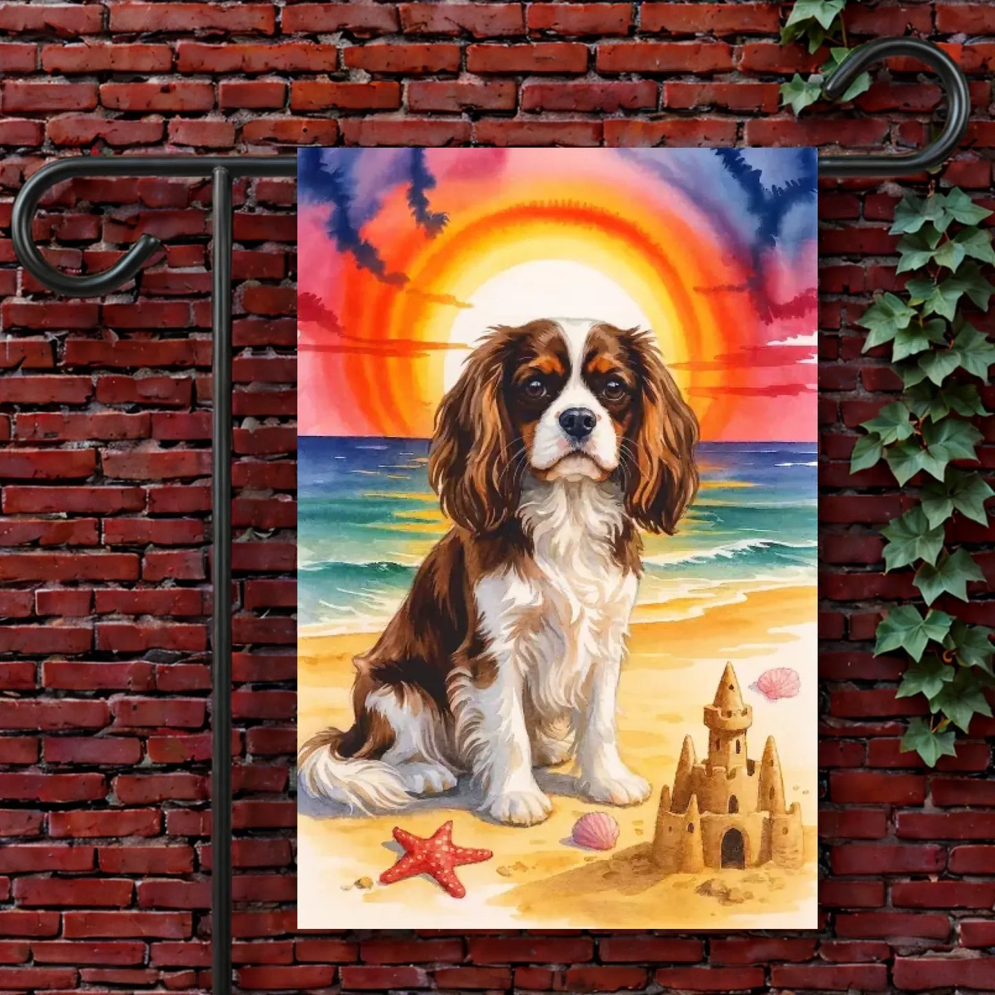 Garden Flag 12'' × 18'' Custom Cavalier Tie Dye Hippie Beach Garden Flag