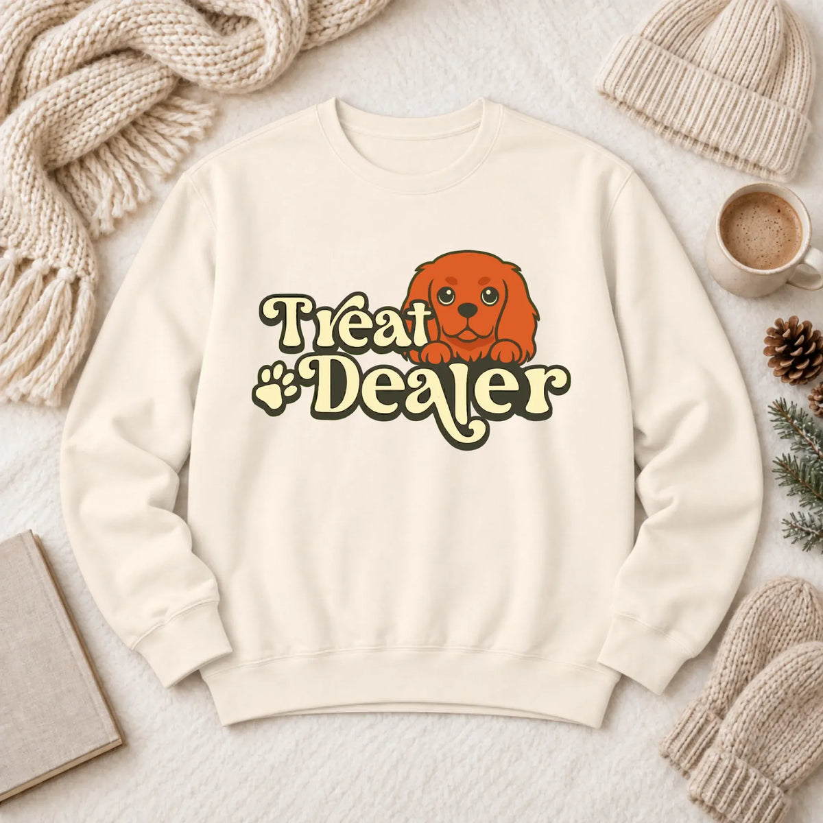 Custom Cavalier Treat Dealer Unisex Sweatshirt Ivory