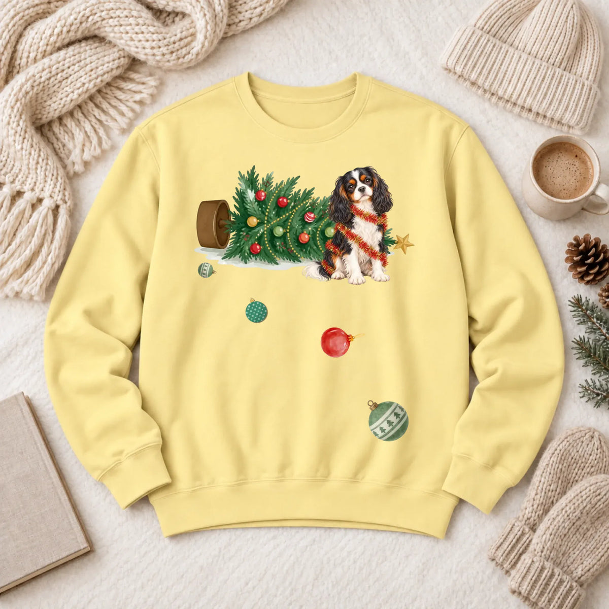Custom Cavalier Uh Oh Christmas Tree Unisex Sweatshirt Butter