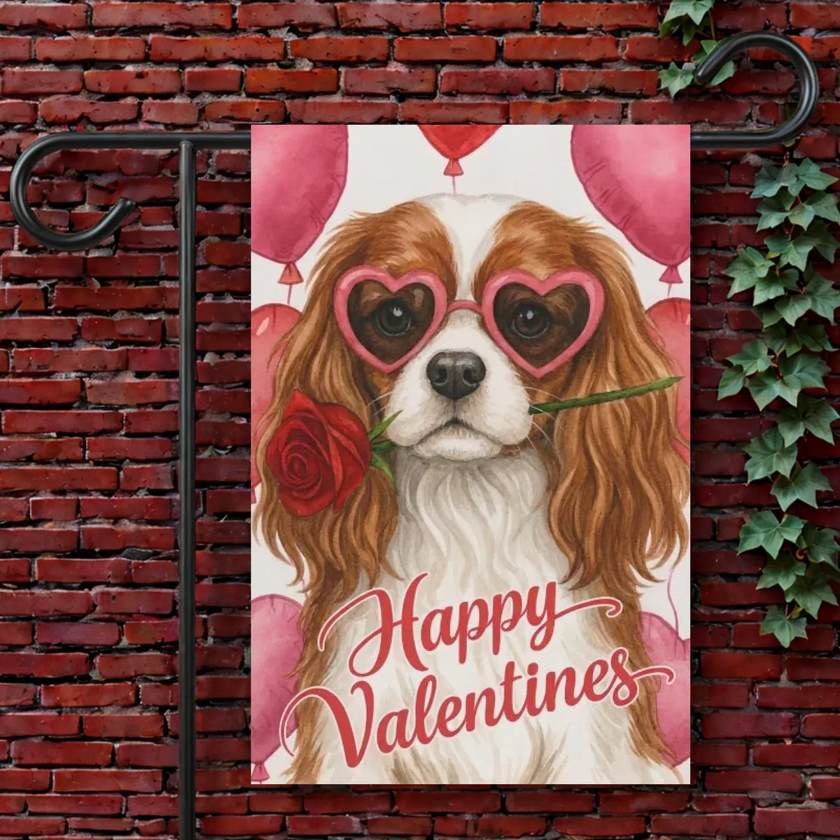 Custom Cavalier Valentines Day Garden Flag 12'' × 18''