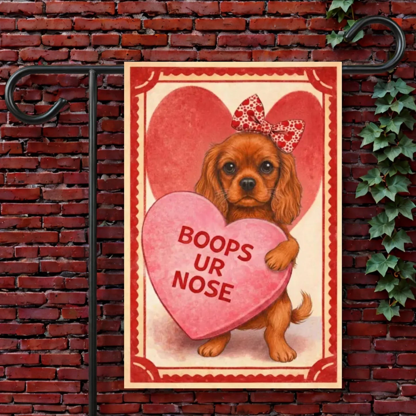 Garden Flag 12'' × 18'' Custom Cavalier Vintage Valentine Garden Flag
