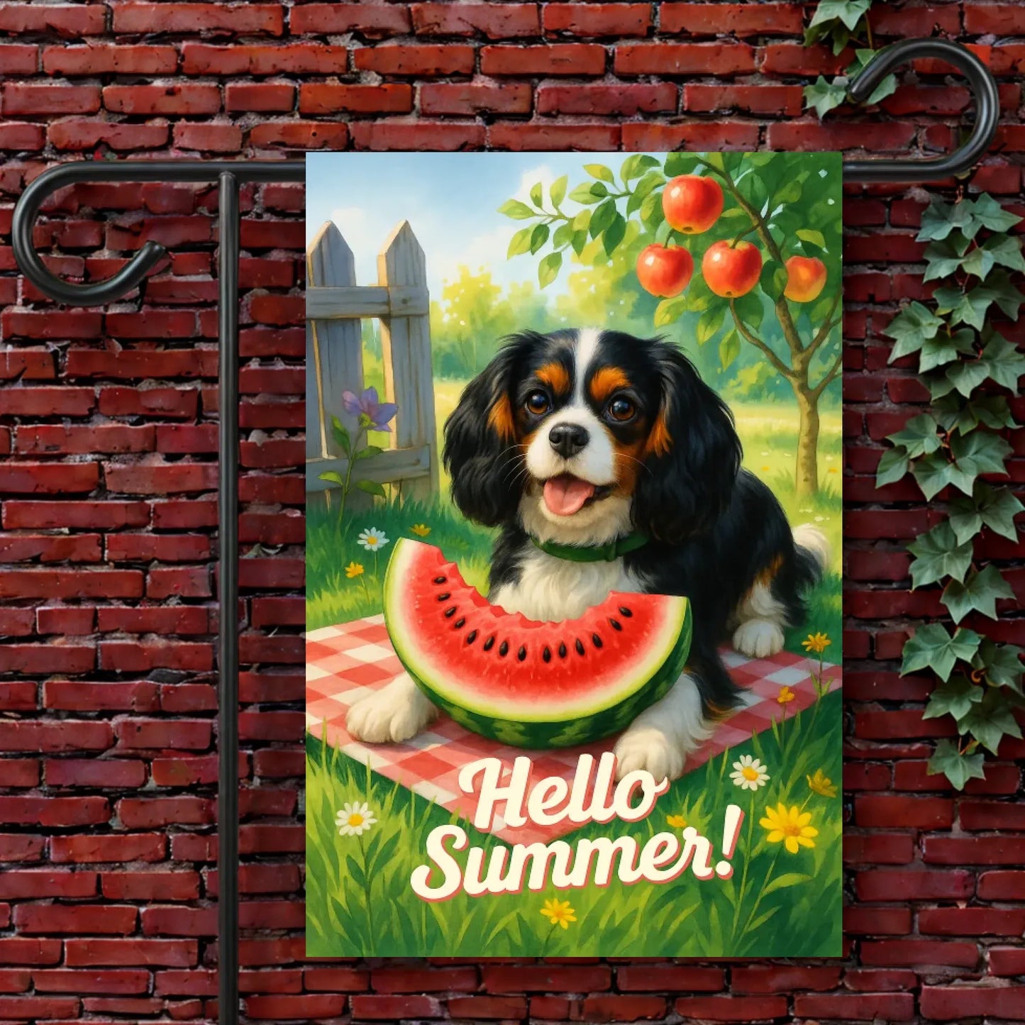Garden Flag 12'' × 18'' Custom Cavalier Watermelon Summer Garden Flag