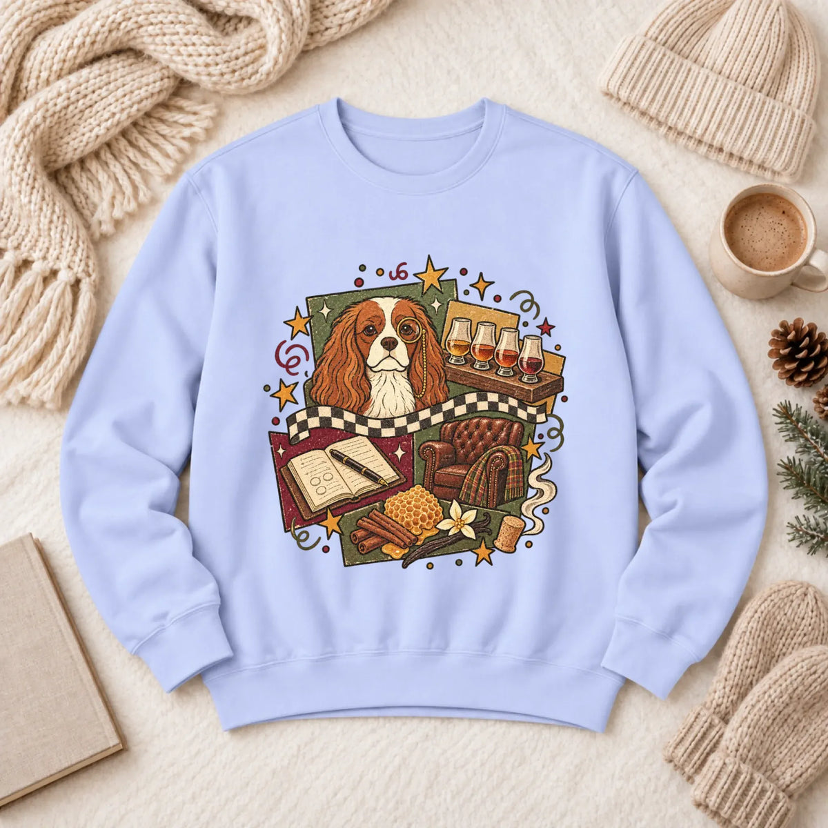 Sweatshirt Hydrangea / S Custom Cavalier Whiskey Lover Unisex Sweatshirt