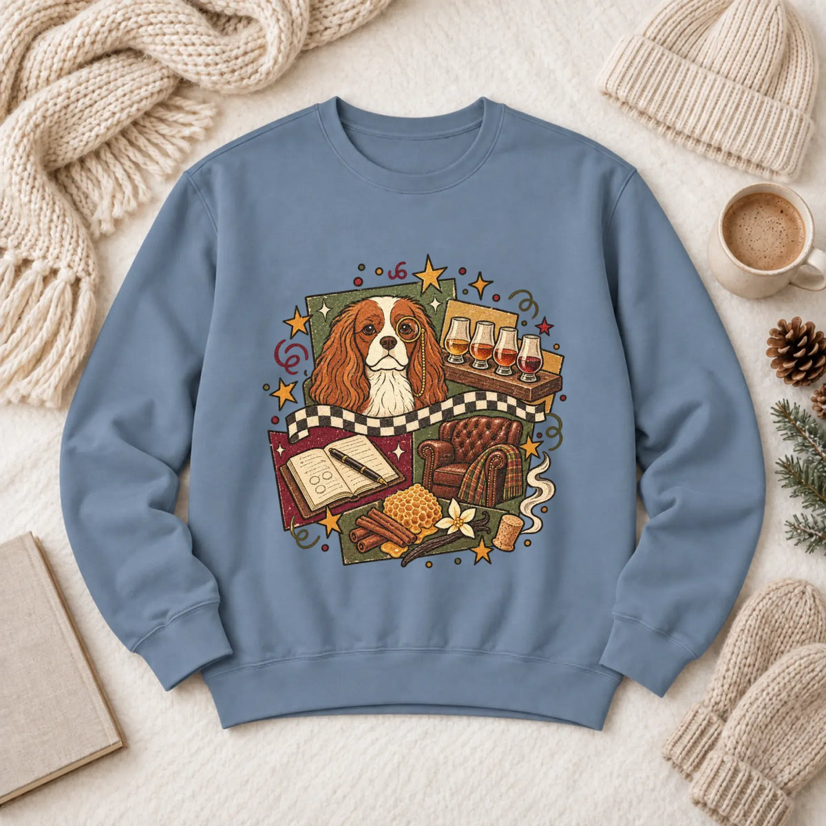 Sweatshirt Blue Jean / M Custom Cavalier Whiskey Lover Unisex Sweatshirt